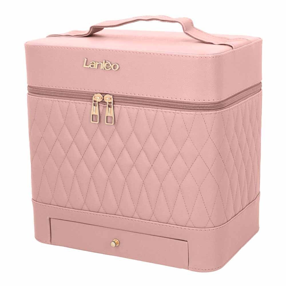 ピンク  メイクボックス pmymake038 メイクボックス 大容量 コスメボックス バニティケース 化粧品 収納 ボックス コスメ収納ボックス コスメケース 化粧品ボックス コスメ収納ケース 鏡付き 