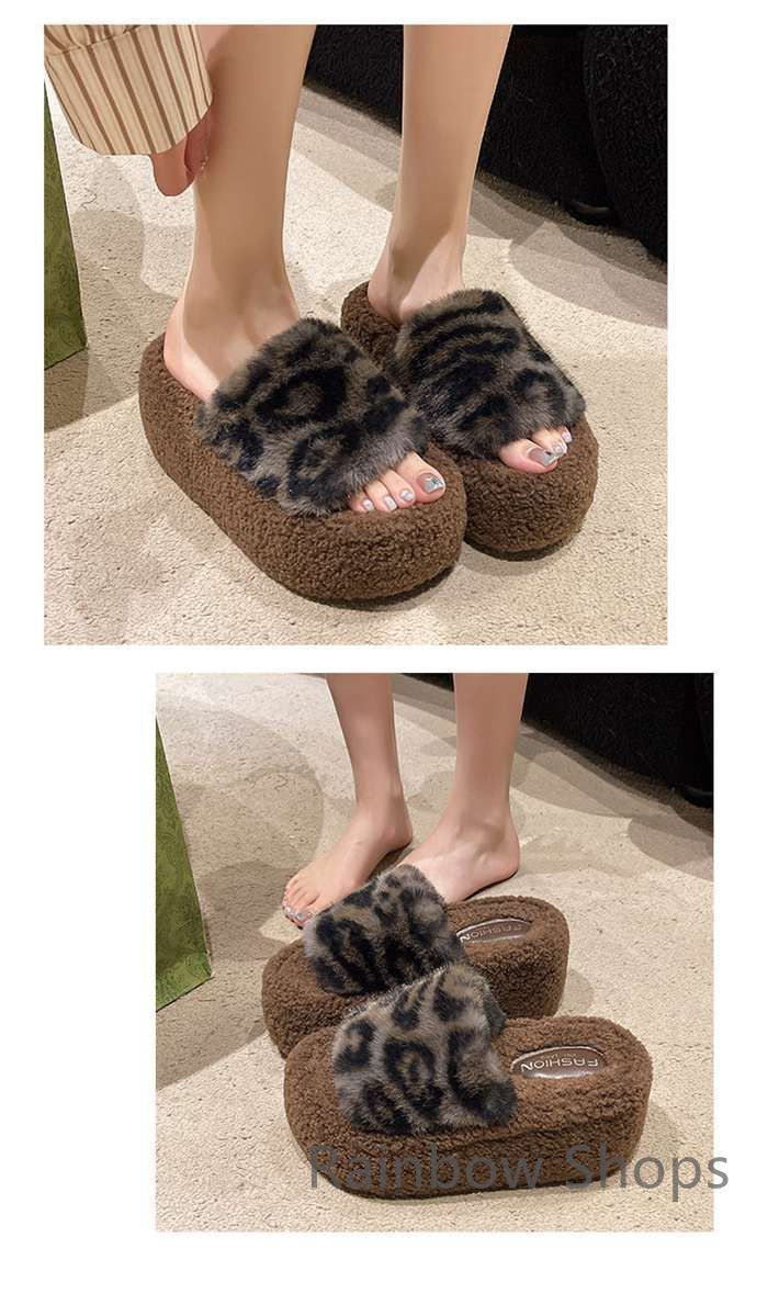 新品未使用】ファーサンダル レディース 厚底サンダル ヒール8cm
