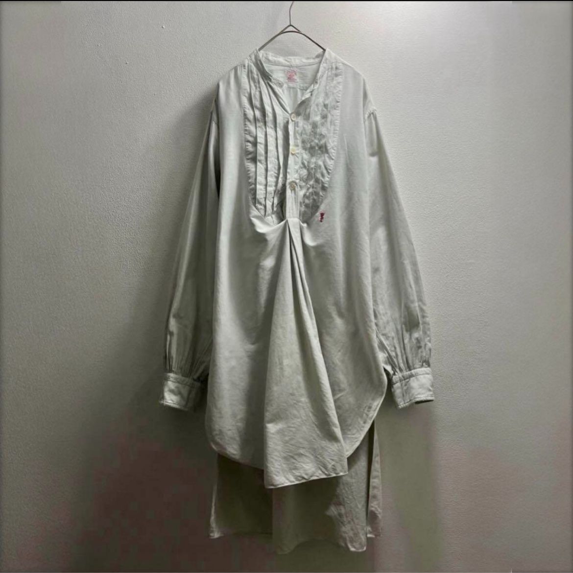 ヨーロッパ 1900s 20s ギャザー シャツ ヴィンテージ ワンピース 白