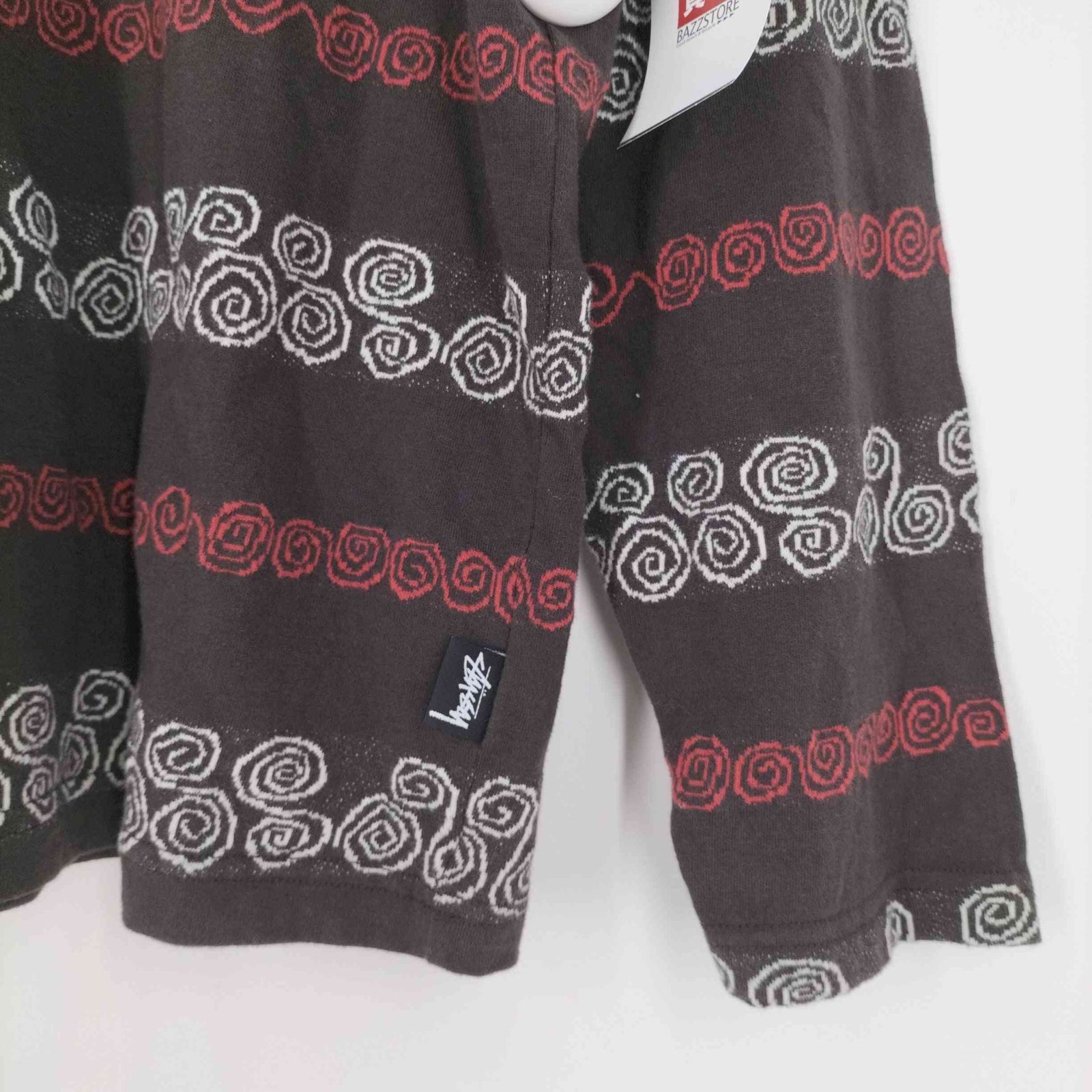 希少stussy ステューシーSWIRL STRIPE 
総柄　長袖ポロシャツ Stussy SWIRL STRIPE LS CREW - メルカリ