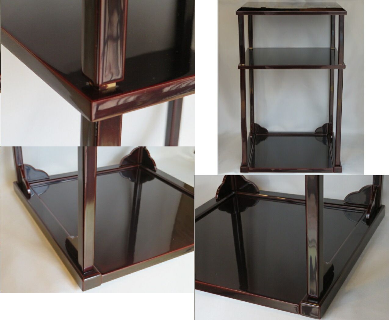 茶道具 寿棚 塗師2代目助田宗明作 木製 溜塗 新品未使用 組み立式 桐共