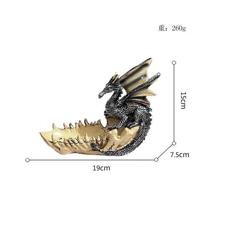 チタン製 ドラゴン 龍 彫刻 小物入れ アンティーク インテリア 置物 アート 置物 オブジェ 彫刻 小物入れ かっこいい かわいい 頭蓋骨に座る