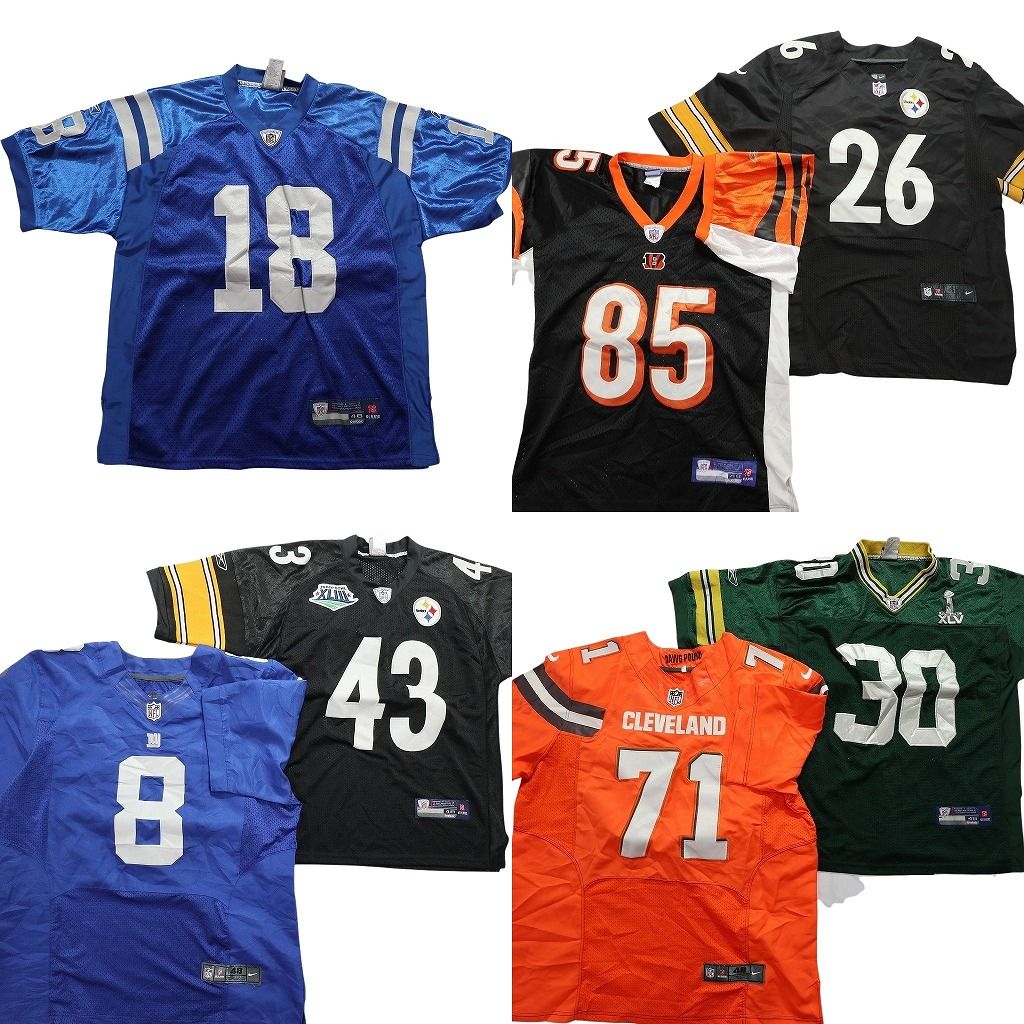 古着卸 NFL ゲームシャツ ユニフォーム 7枚セット メンズ 48 ナイキ スティーラーズ ベンガルズ 古着 NA6210