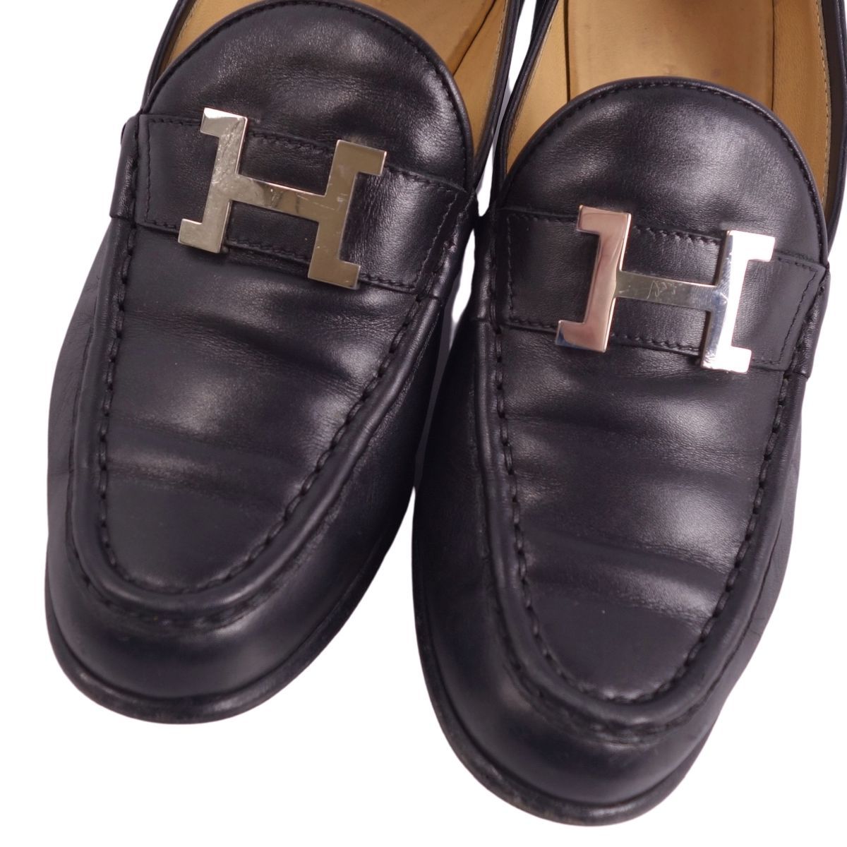 HERMES エルメス　コンスタンスローファー　ヒールローファー モカシン　38 エルメス HERMES ローファー モカシン ヒール コンスタンス H