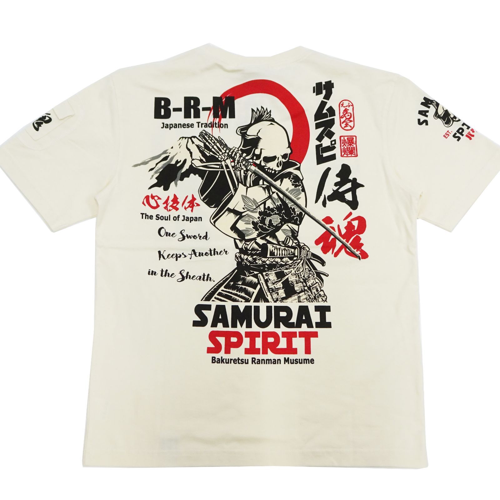 RMT-334 爆裂爛漫娘 ばくれつ 和柄 半袖Tシャツ B-R-M 爆烈 サムライスピリット 刀侍 Tシャツ エフ商会 オフ白 新品 アメカジショップ