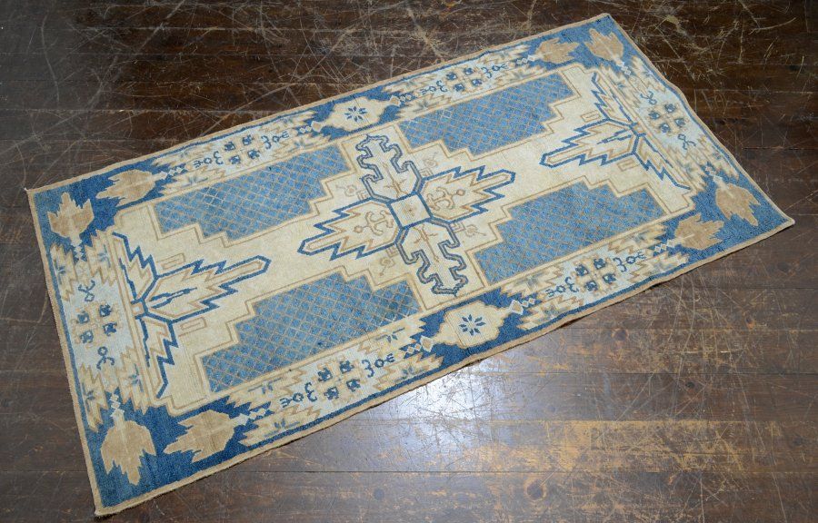 蔵A4876h 古い緞通 段通 敷物 絨毯 木綿 堺赤穂鍋島