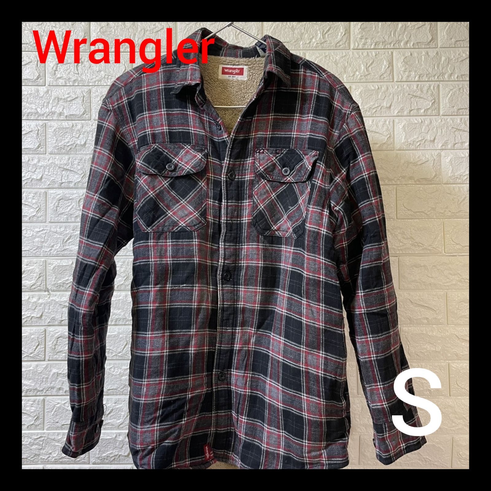 Wrangler 厚手 裏地 ネルシャツ S ブラック 古着 アメカジ USED