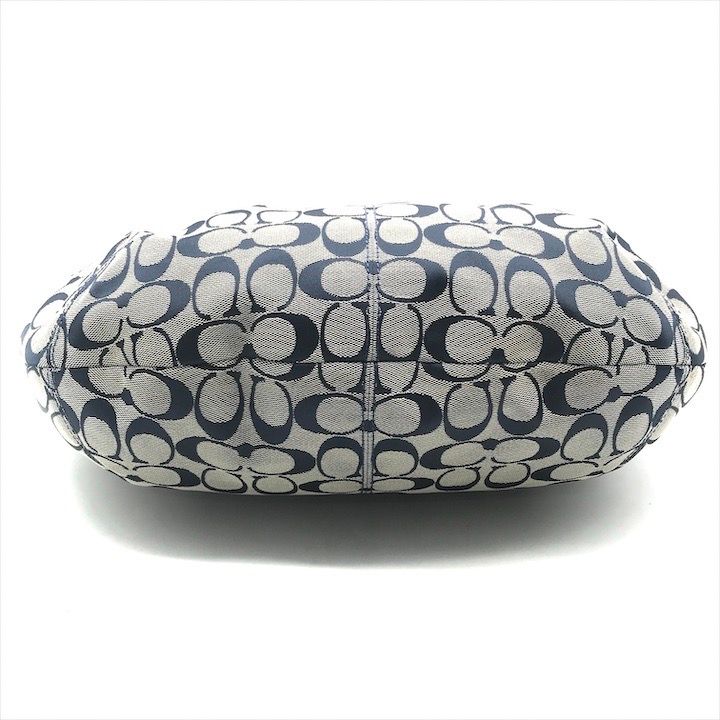 美品 COACH コーチ シグネチャー ワンショルダー バッグ ネイビー  