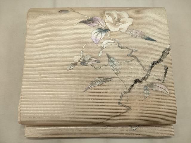 平和屋着物▽夏物 西陣 名古屋帯 帯反物 駒刺繍 総刺繍 籬流水