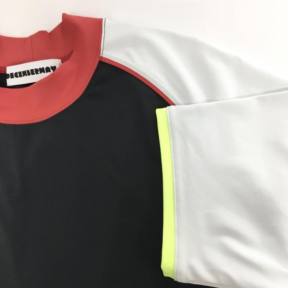 超美品】ディセンバーメイ 半袖ハイネックシャツ 黒×レッド×白