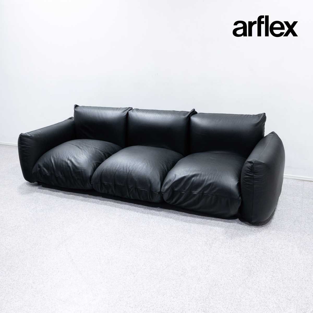 中古品】arflex アルフレックス MARENCO マレンコ 3人掛け ソファ レザー ブラック マリオ・マレンコ 定価166万 - メルカリ