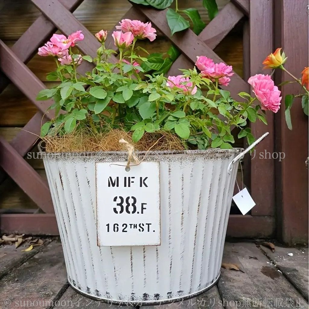 シャビーシック 白 シャビー加工 インテリア ガーデニング 雑貨 ガーデン雑貨 お洒落 モダン 鉄製 バケツ 庭 錆び防止 ガーデン プランター 庭の装飾 おしゃれ ホワイト ガーデンインテリア 4-7 フレンチ ヴィンテージ調