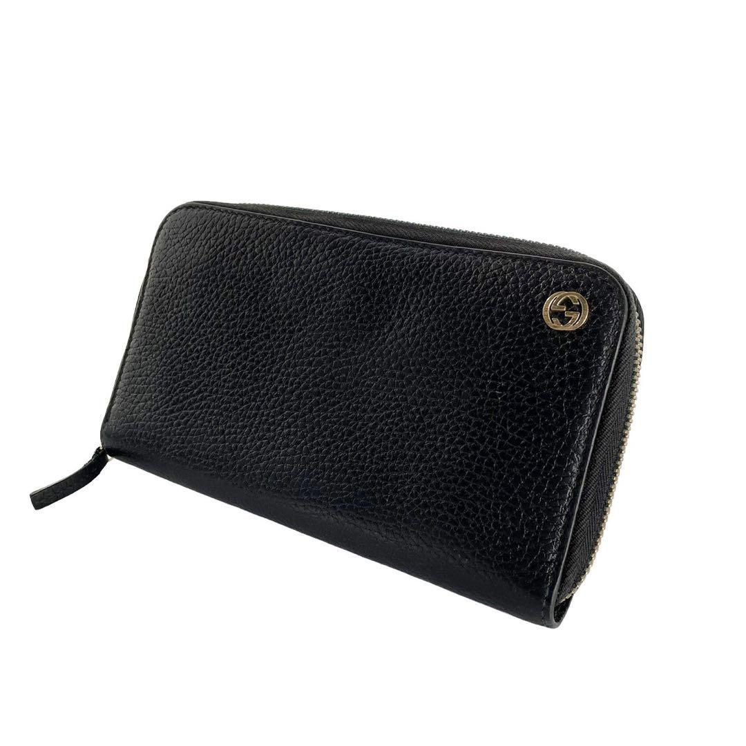 GUCCI グッチ 449347 ラウンドファスナー 長財布 インターロッキング 