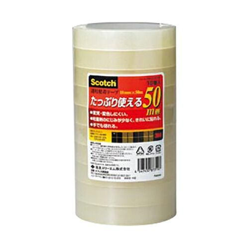 クーポン配布中-スーパー 対象 まとめ クリアーテープ スリーエム スコッチ Ｒ 透明粘着テープ ５００シリーズ 500-3-18-10P 4547452873197 ●寸法 幅１８ｍｍ×長５０ｍ 1個 ×10セット