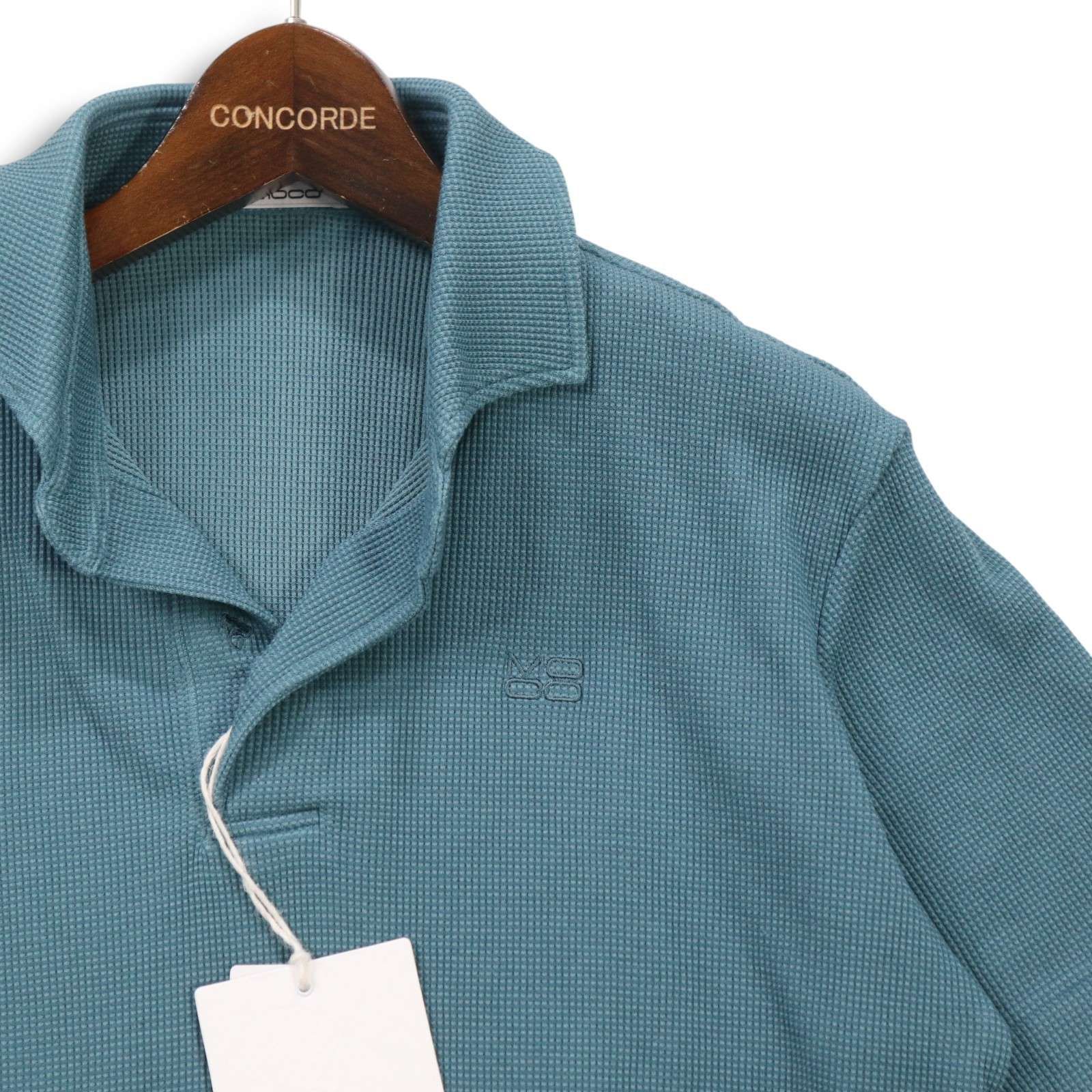 【新品 未使用】 MOCO モコ 春夏 クールマックス★ 半袖 ワッフル ポロシャツ Sz.50 メンズ ゴルフ 日本製 定価1.6万 新品 未使用】 MOCO モコ 春夏 クールマックス☆ 半袖 ワッフル