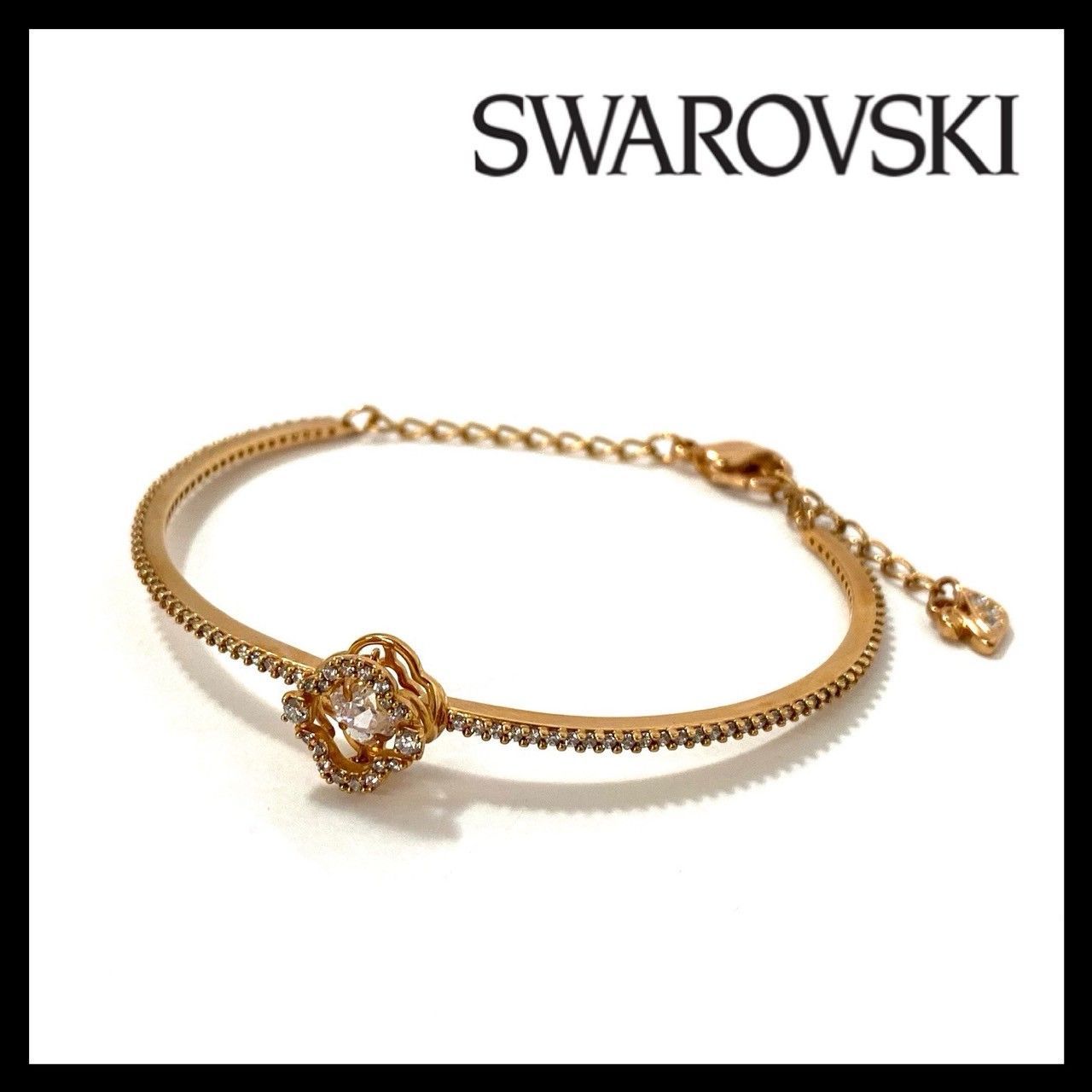 SWAROVSKI】Una バングル クローバー ローズゴールド/金カラー