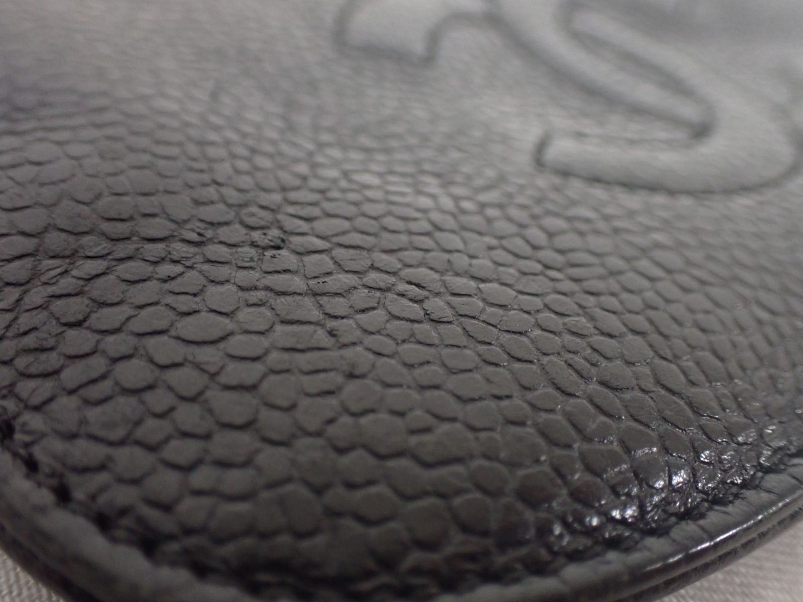 CHANEL シャネル オファー キャビアスキン ブラック ココマーク コイン