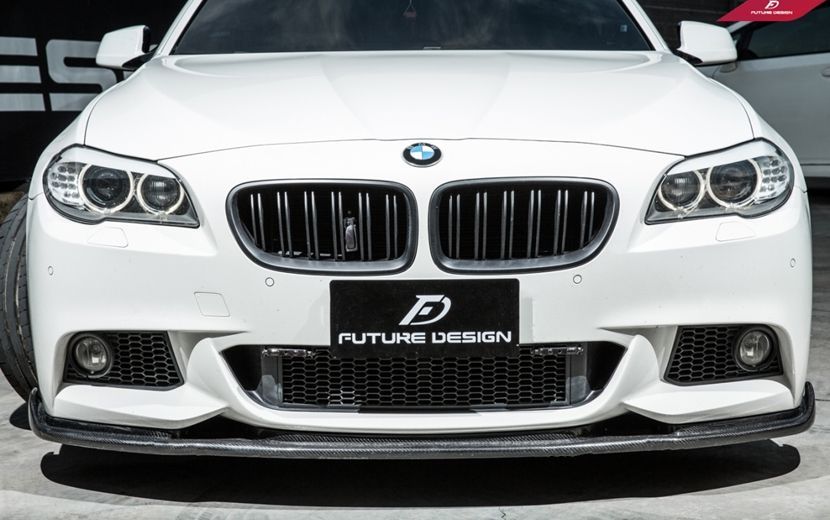 本物保証，得価 【FUTURE DESIGN】BMW 5シリーズ F10 F11 前期 Mスポーツ フロントバンパー用リップスポイラー 本物ドライカーボン DryCarbon カスタム エアロ 外装・エアロ