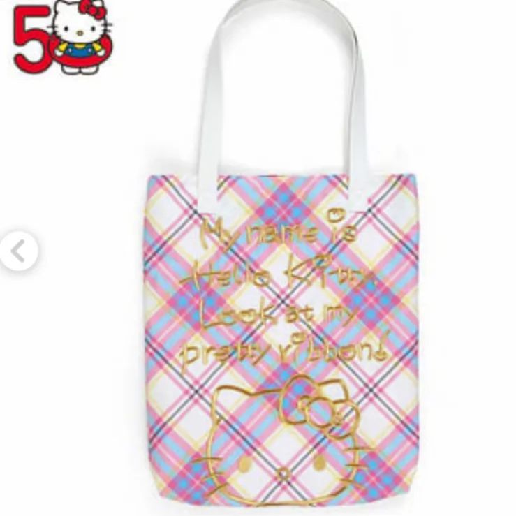 【オープニング大セール】 50周年ハローキテイ ドレスタータン トートバッグ - メルカリ バッグ