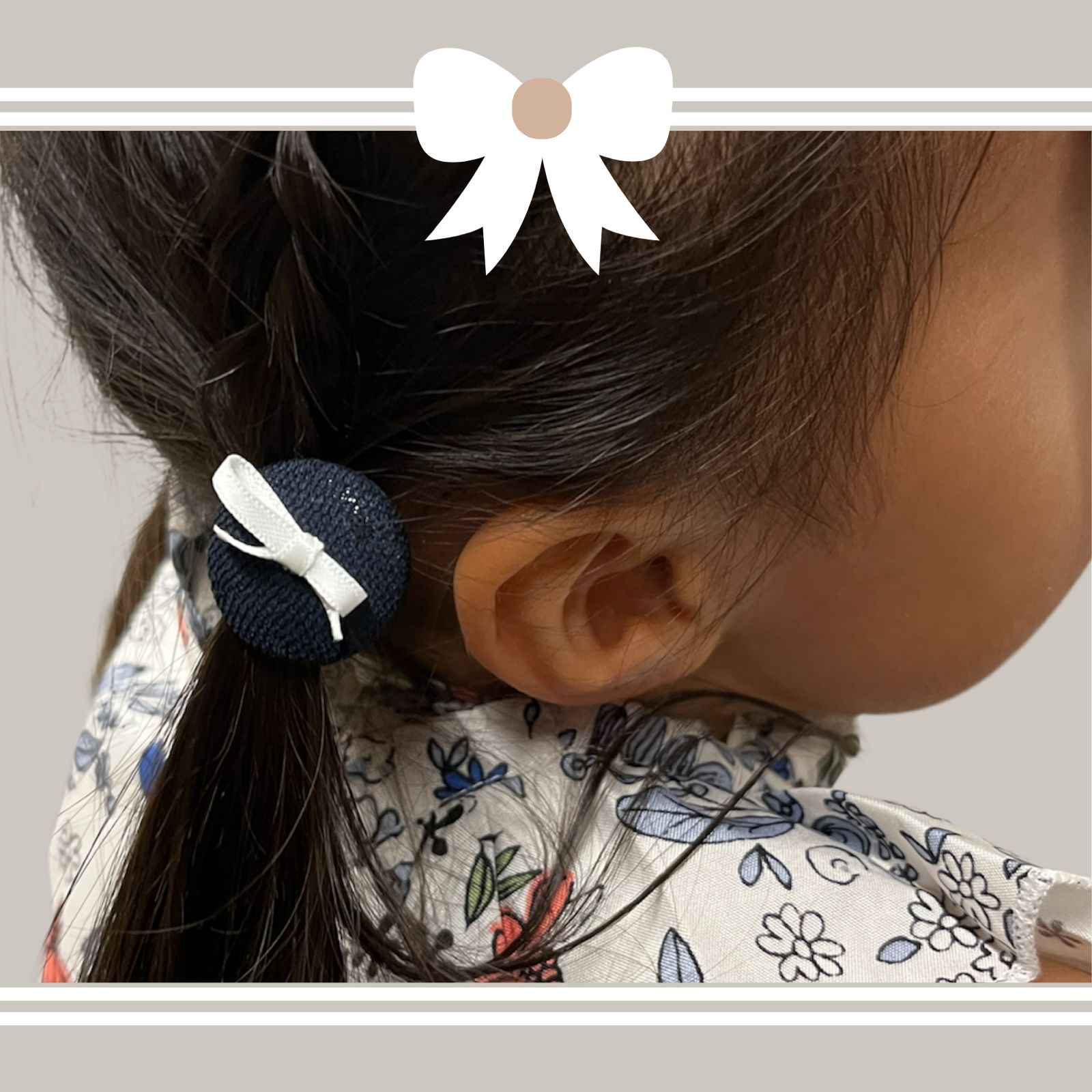 227ブラックミニサイズ ヘアゴムキッズ ヘアアクセサリー くるみボタン