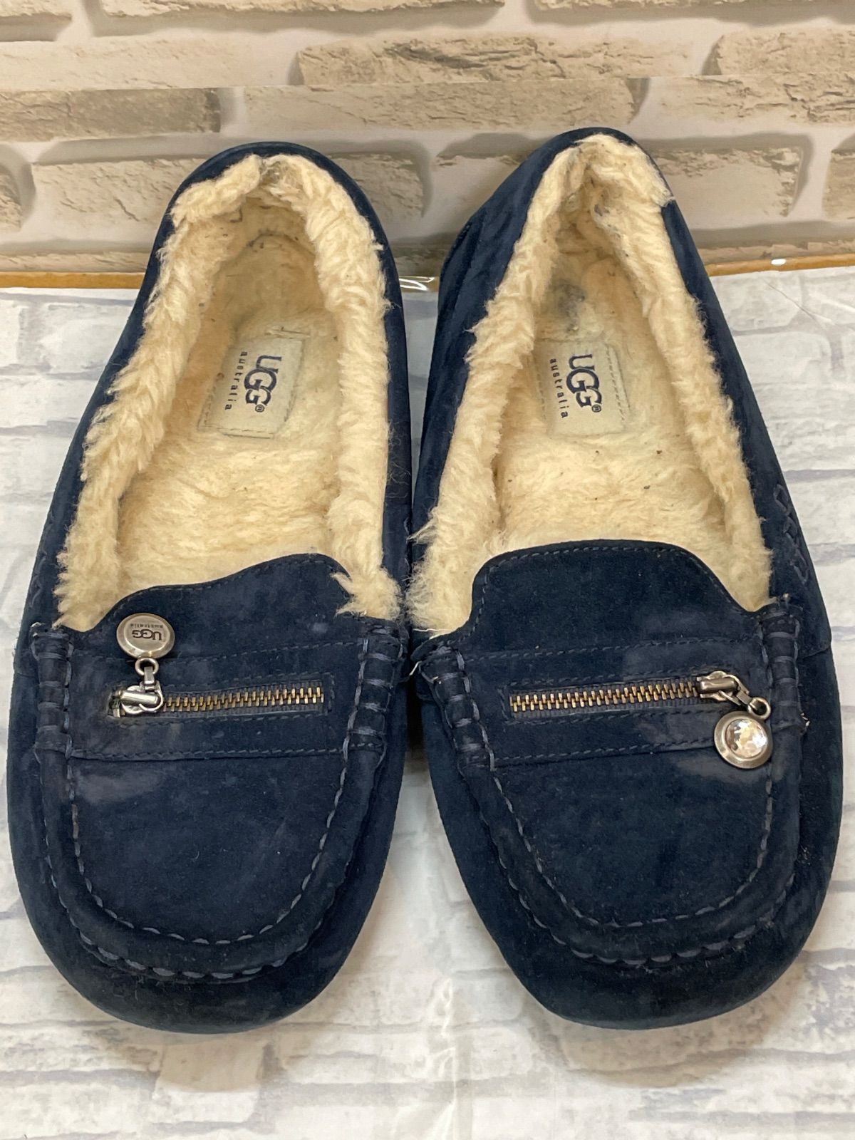 アグ モカシン　ネービー ブルー　26cm 美品 E9-29】◇ UGG Australia モカシン 26cm ネイビーカラーチャーム