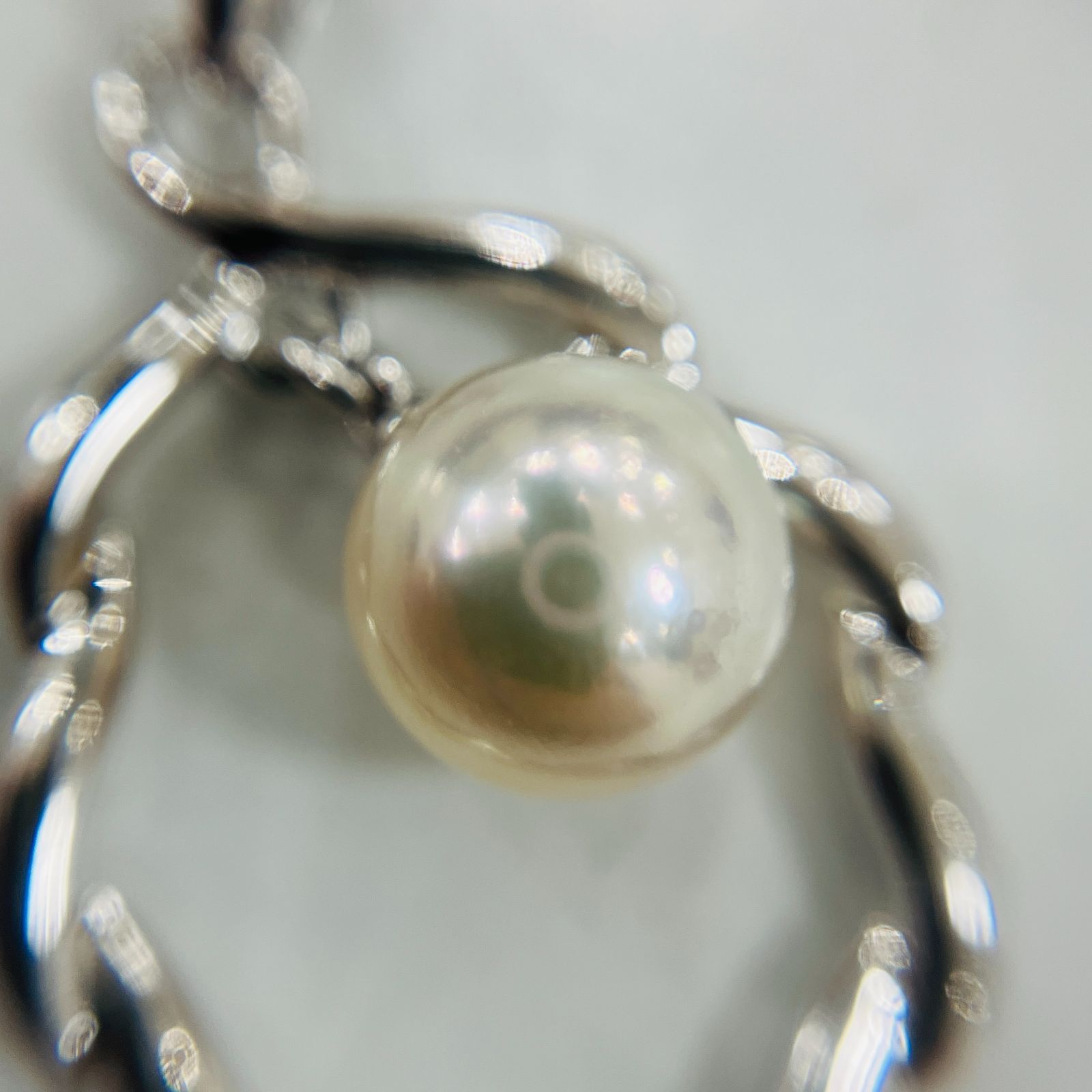 A【ミキモト】MIKIMOTO パール ネックレス シルバー 7.4mm