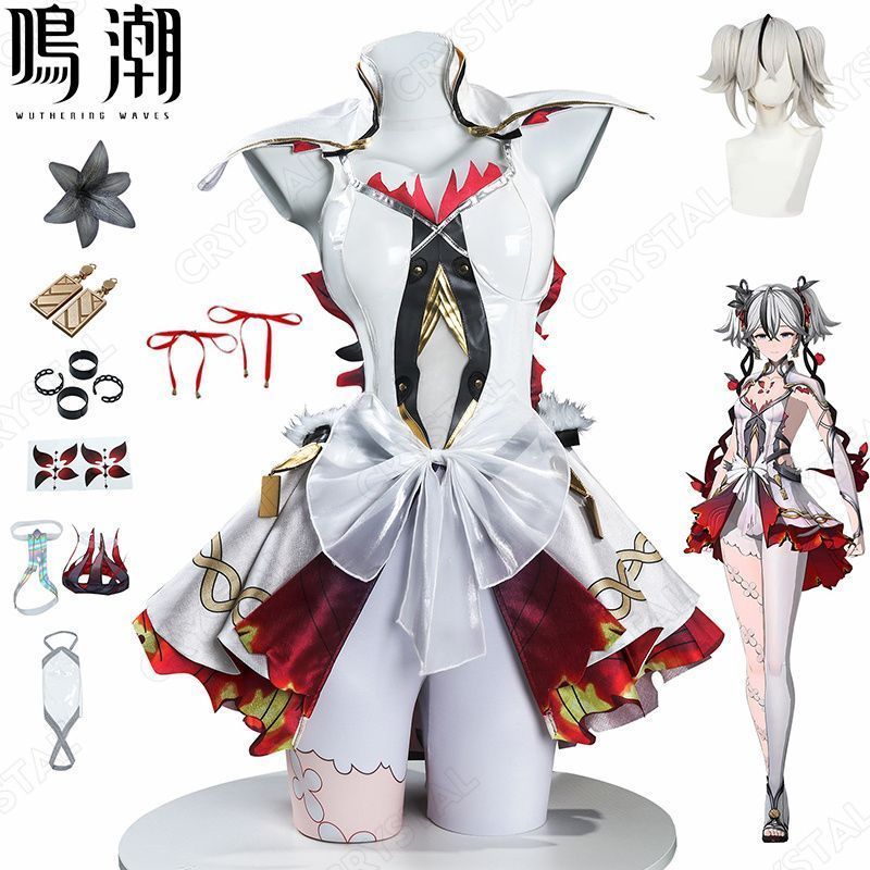 鳴潮 めいちょう ツバキ 椿 コスプレ衣装 ウイッグ付き 鳴潮 Wuthering Waves ヒロイン Jinhsi コスプレ衣装 コスチューム ハロウィン クリスマス 制服 大人 子供 cosplay イベント