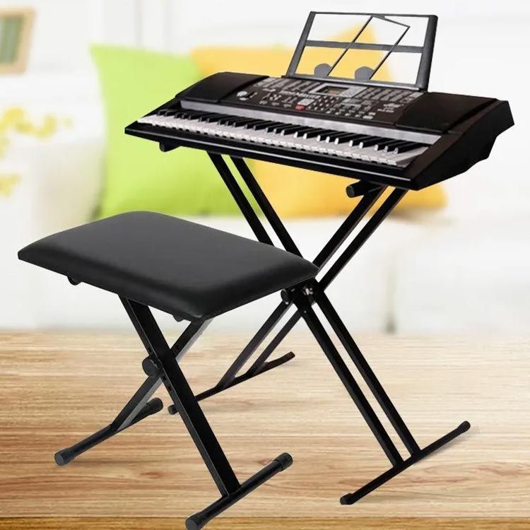 送料無料】 ブラック キーボードスタンド スチール製 X型 折りたたみ