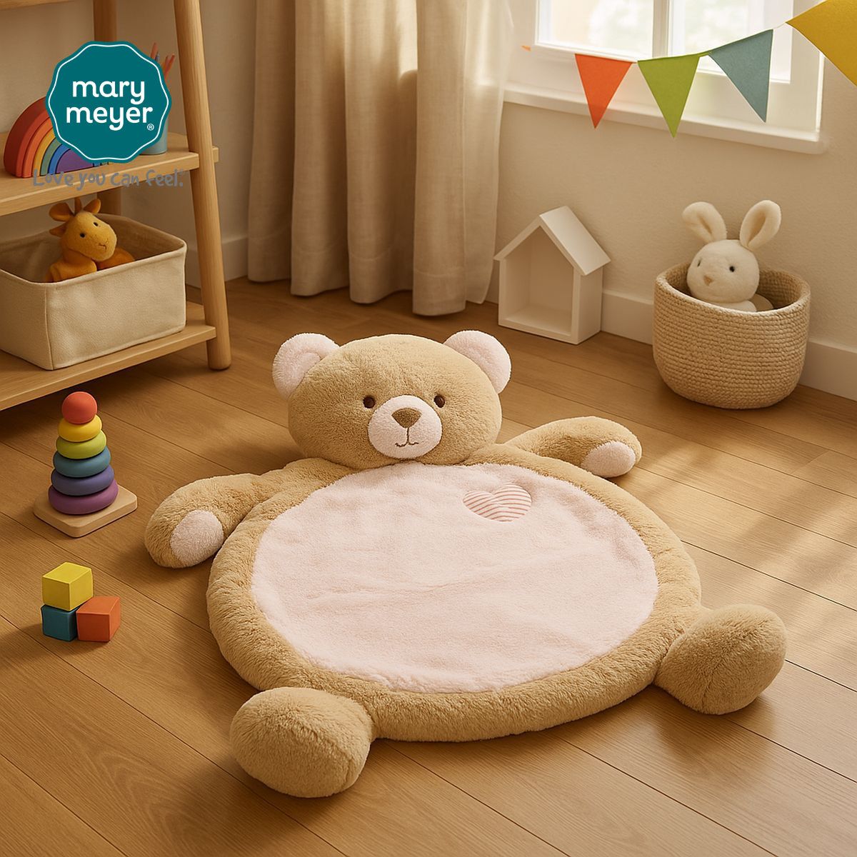 メリーマイヤー ベビーマット ベア ピンク 幅57.9x奥行79 cm 厚み5cm クマ プレイマット 座布団 ベビー 赤ちゃん 0歳 用品 かわいい 動物 寝具 マット Mary Meyer 正規輸入品