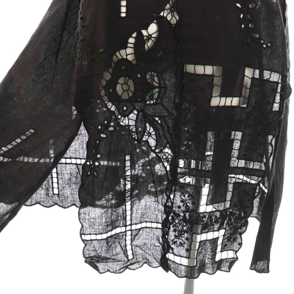  カレンソロジー Curensology 25 AW カットワーククロスブラウス 刺繍 F ブラック DF OS 半袖 シャツ ブラウス