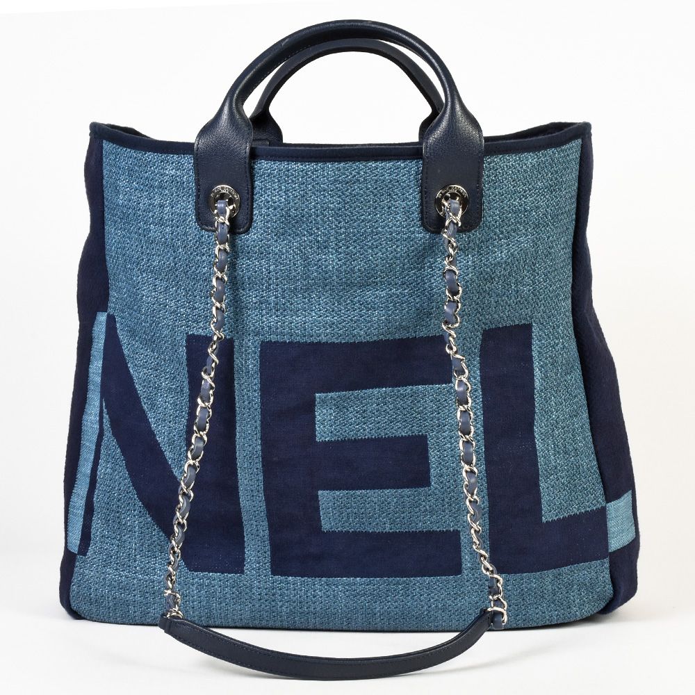 シャネル CHANEL ラージ トートバッグ 2WAY デニム ネイビー  