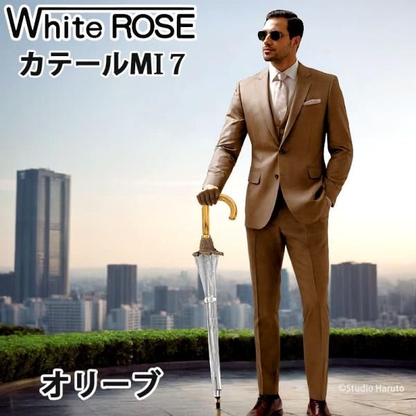 ビニール傘 雨傘 カテールMI7 オリーブ ワンタッチジャンプ式 ホワイトローズ 風に強い透明傘 長傘8本骨傘 天然木ハンドル メンズ 送料当社負担