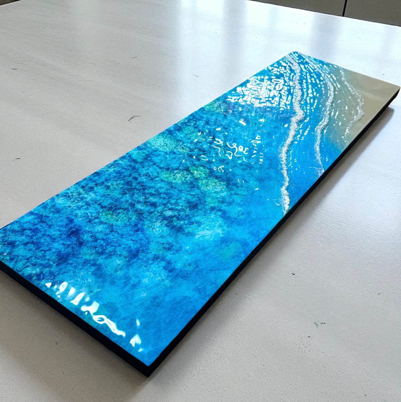 ひなたオーシャンアート ハートの海 波アート 特大ボード 珊瑚の海>少し訳あり 超立体 沖縄の海 レジンアート