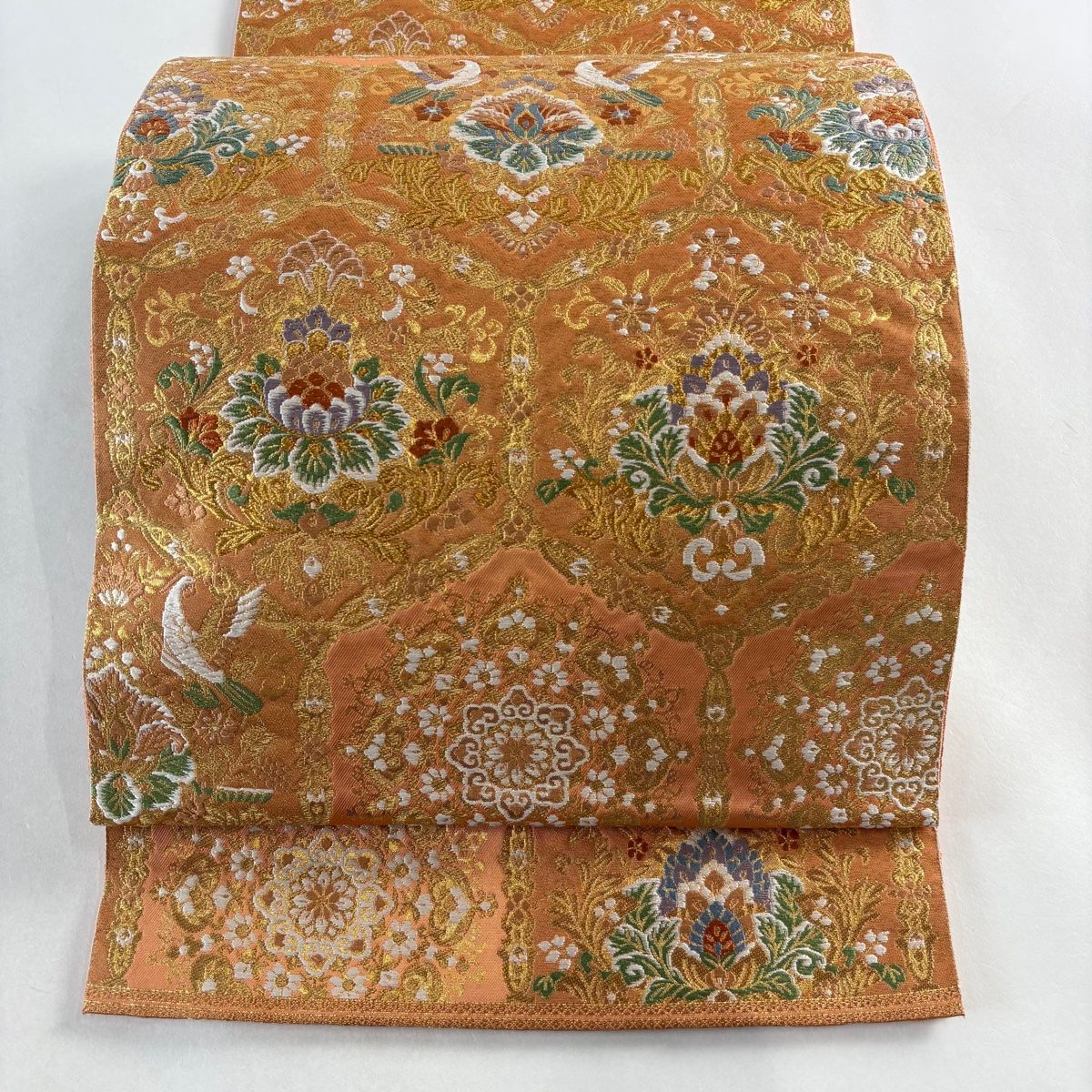 袋帯 美品 秀品 服部織物 落款 関西仕立て 向かい鳥 華文亀甲