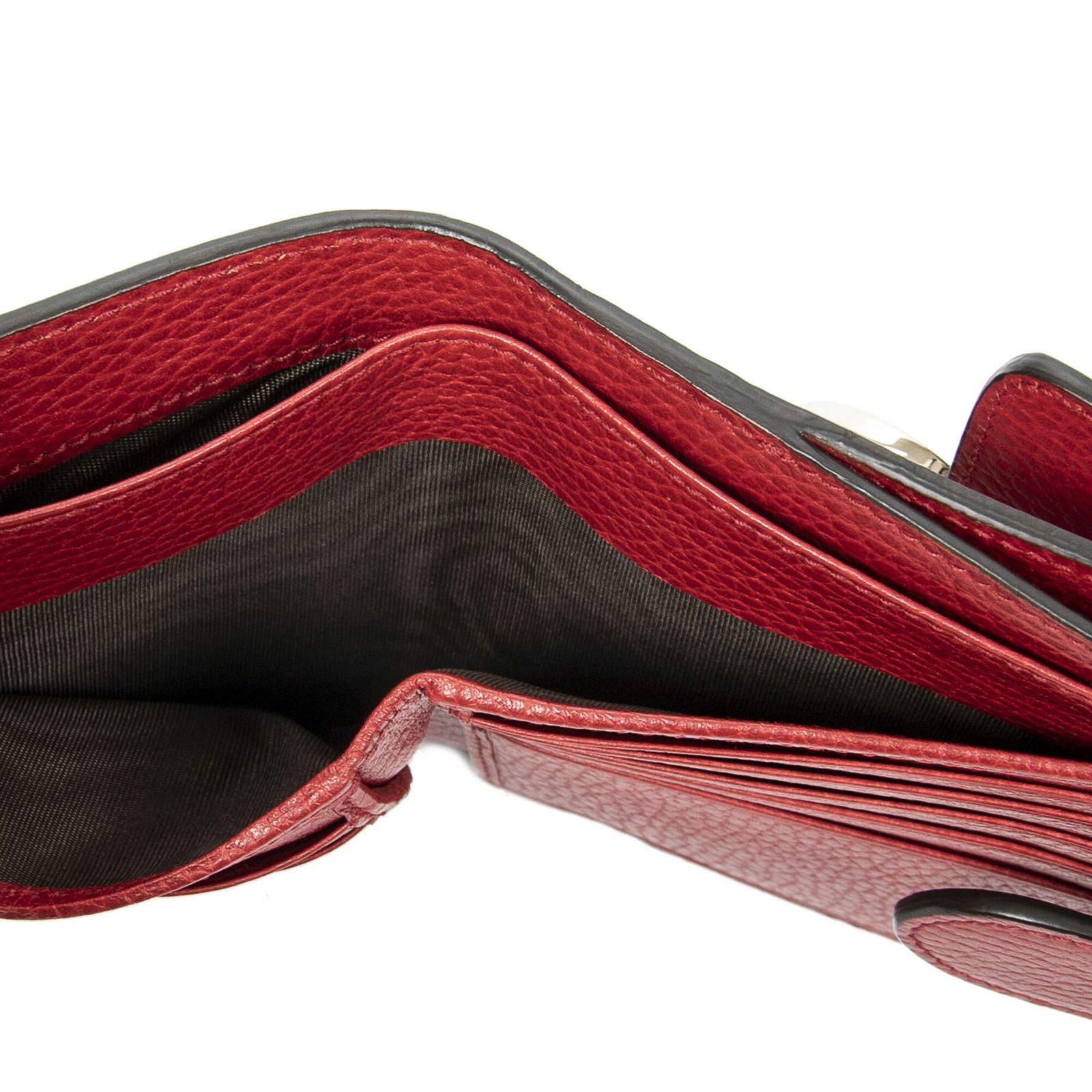 グッチインターロッキングGコンパクトウォレット赤グレインカーフスキンレザーA