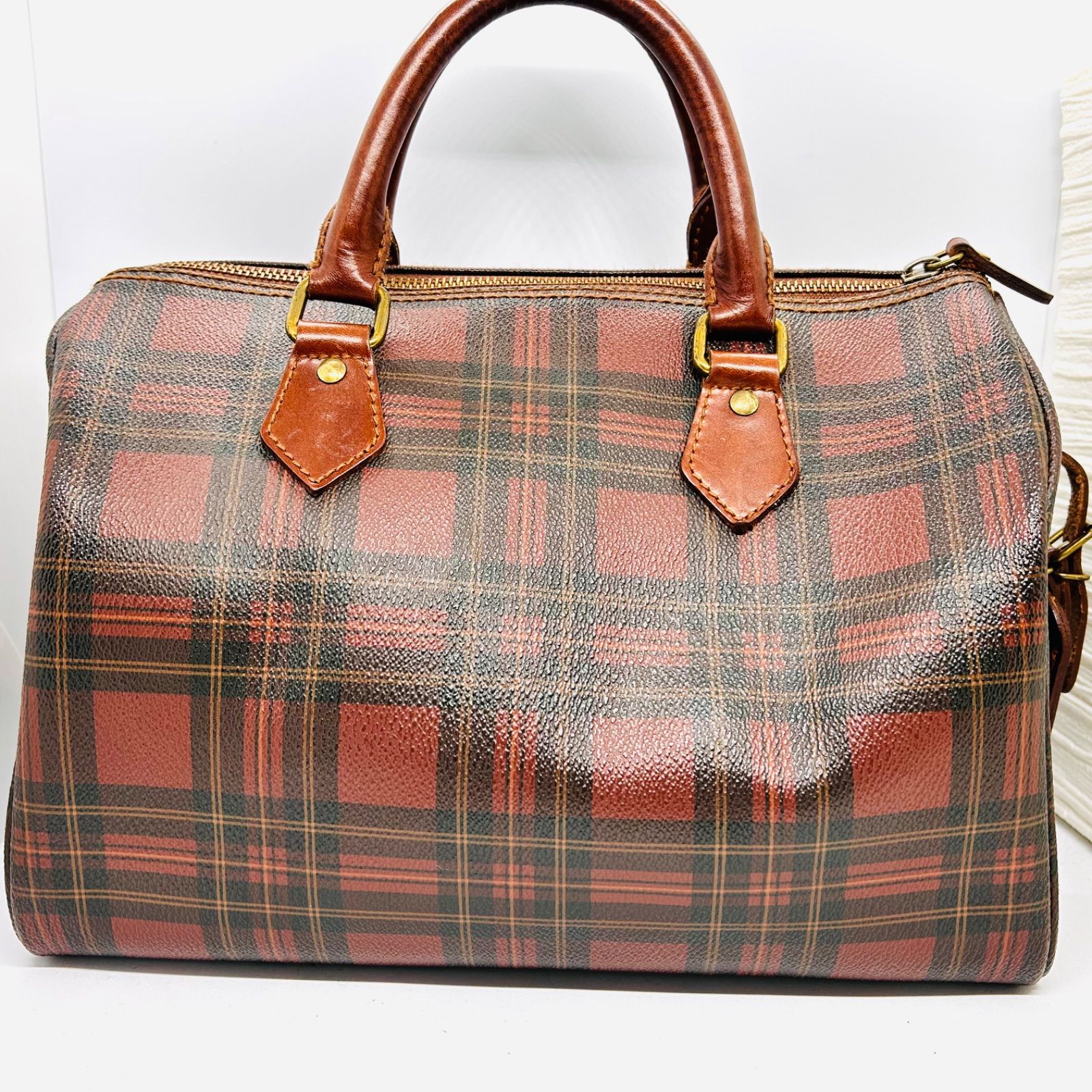 美品　ポロラルフローレン　ミニボストンバッグ　チェック柄　ハンドバッグ 美品 POLO RALPH LAUREN ラルフローレン ポロ ハンドバッグ ミニ