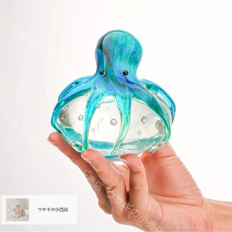 新品・未使用】手作りタコ吹きガラス置物 - クリスマスギフトや