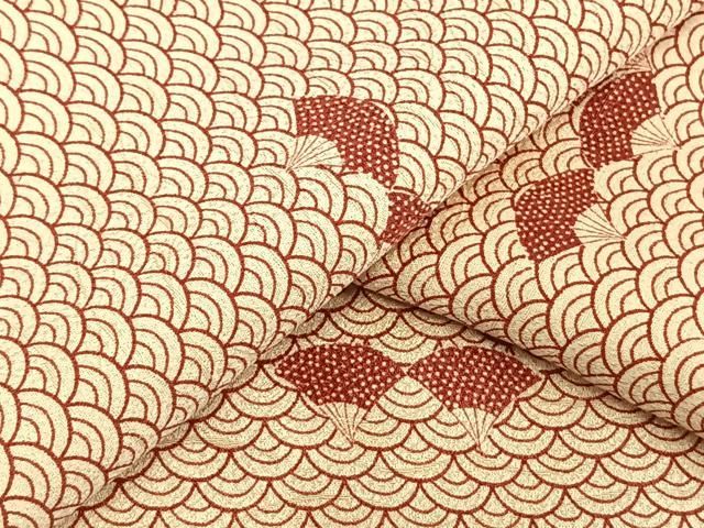 平和屋着物▽上質な小紋 単衣 扇面青海波 正絹 AAAV2752fy