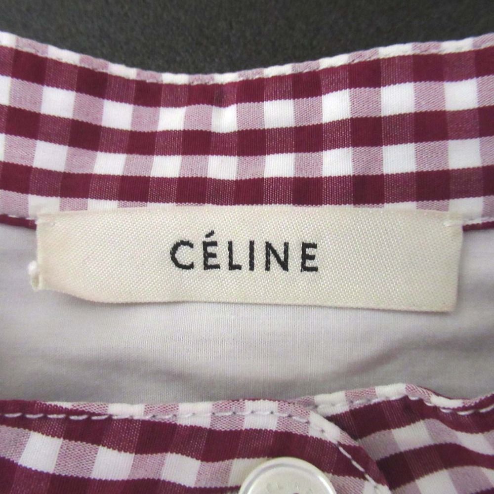 【セリーヌ】シャツ ブラウス マカダム チェーン　トリオンフ　フィービー期 美品 CELINE セリーヌ フィービー期 ギンガムチェック柄 長袖