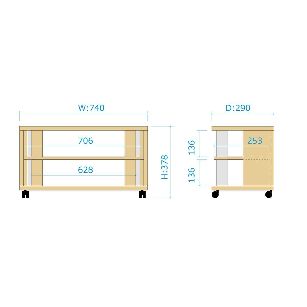 新着商品】キャスター付き ナチュラル AS-OR740 幅74㎝ 32型 style OR