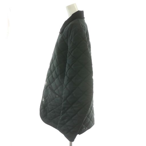 マカナ Lea Makana キルティング ジャケット コート アウター ブルゾン ミドル ハーフ 襟 コーデュロイ 総裏地 S 黒 ブラック |MP