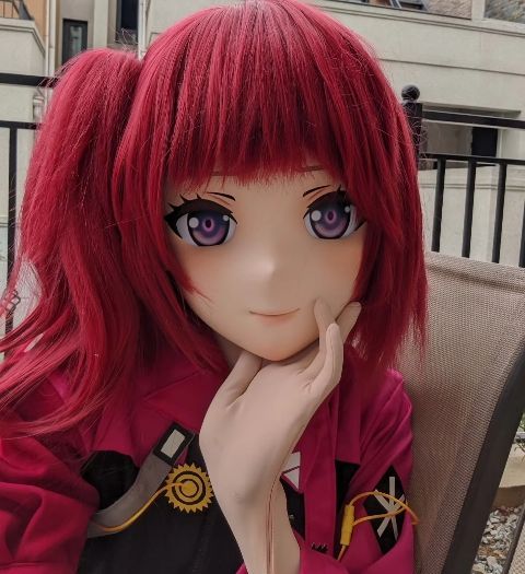 全頭マスク カツラ付き ロック付き NO.358 小さめ ドール ヘッドロリータ人形 コスプレ 変身 仮装 着ぐるみ kigurumi 二次元