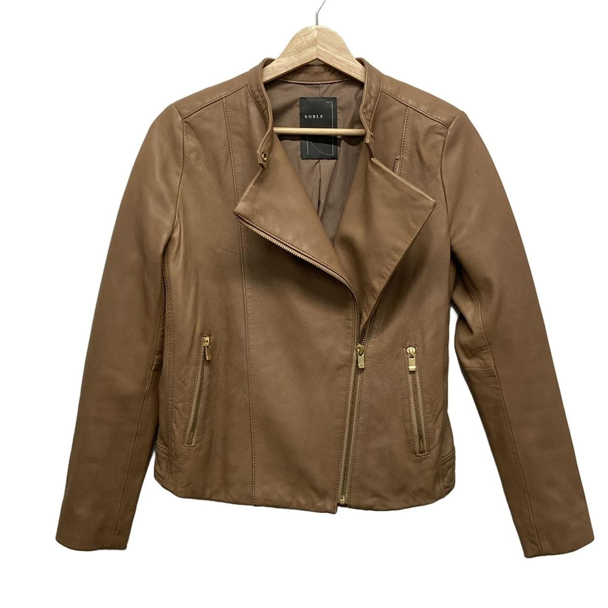 NOBLE ノーブル ライダースジャケット サイズ40 M レディース - ブラウン 長袖 レザー ジップアップ 秋 冬