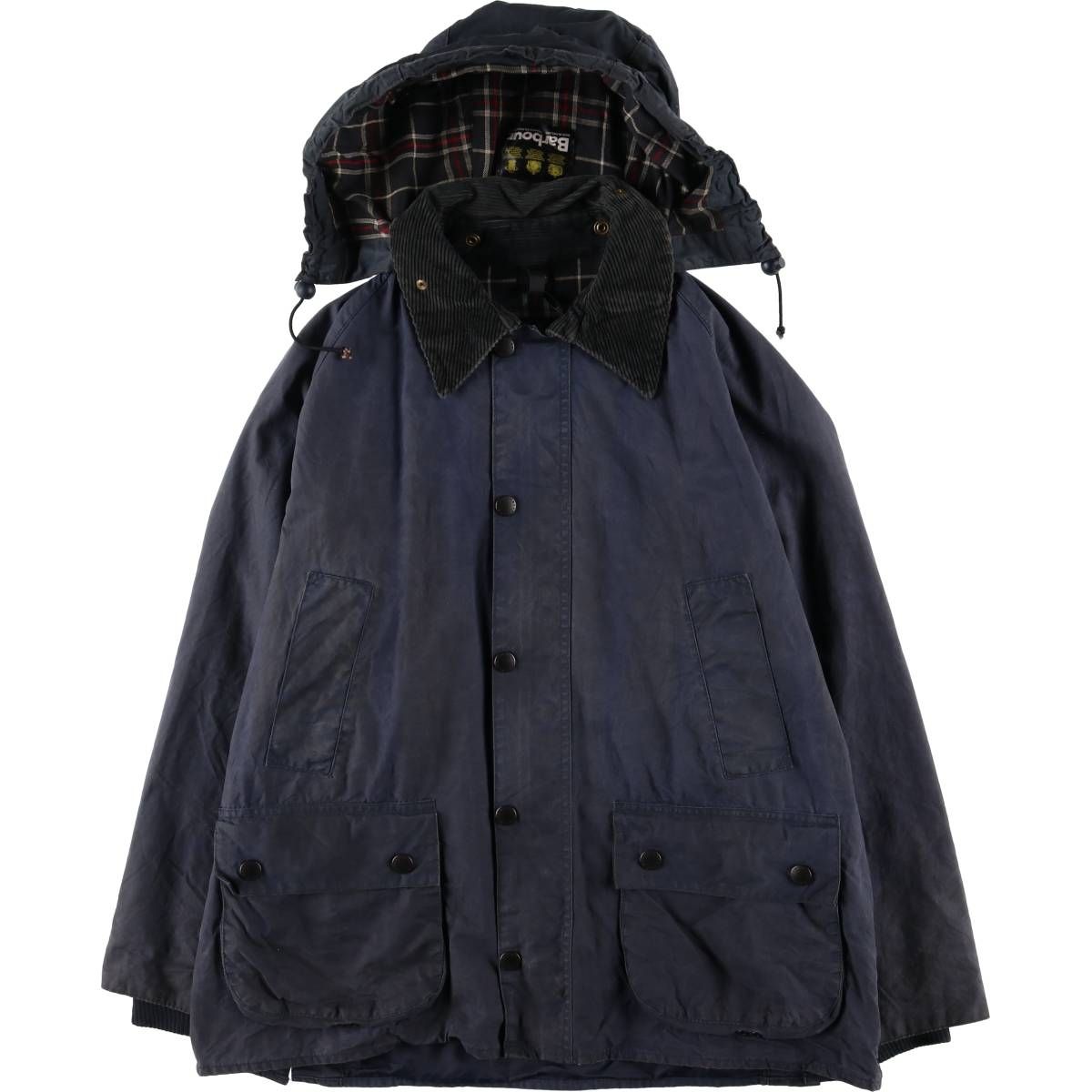 古着 90年代 バブアー Barbour BEDALE ビデイル 旧3ワラント フード付き ワックスコットン オイルドジャケット 英国製 C40/evb007524