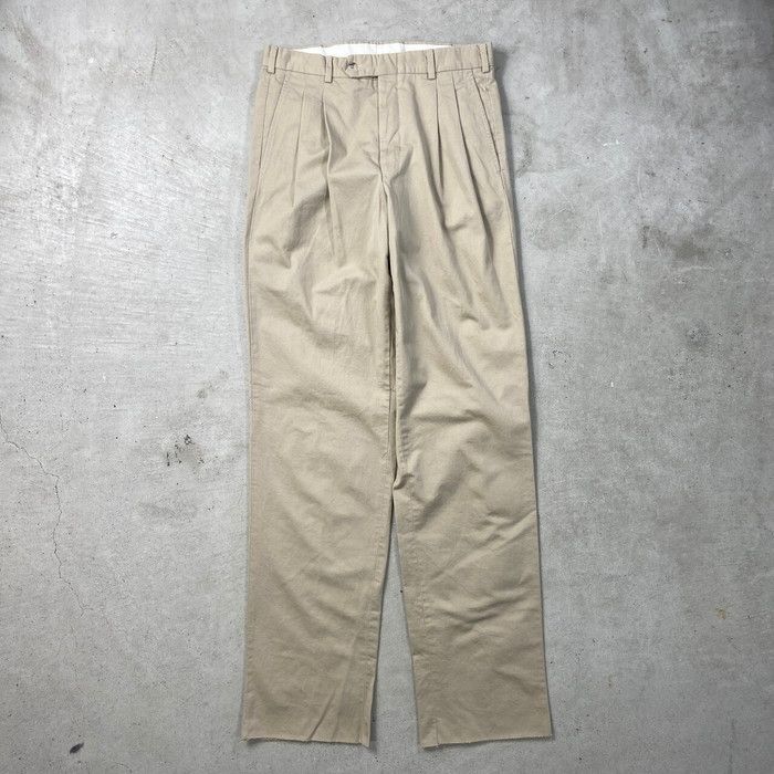90年代 USA製 L.L.Bean エルエルビーン 2タック ワイド チノパンツ メンズW32 