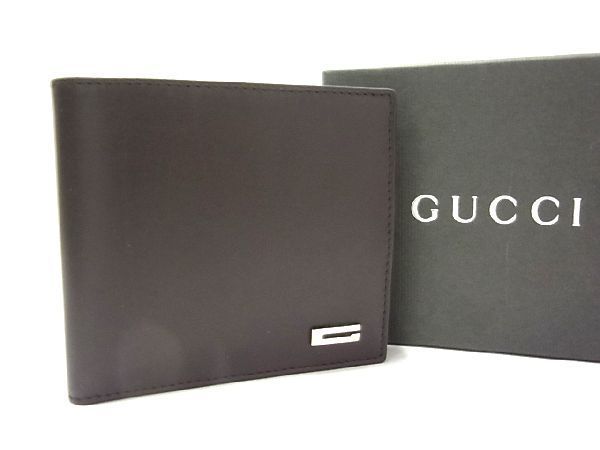 □新品同様□ GUCCI グッチ 034 0416 1760 レザー 二つ折り 財布