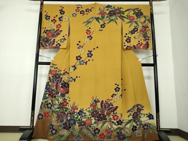 平和屋着物□訪問着 駒刺繍 地紙花文 金彩 正絹 逸品 BAAO9421ct