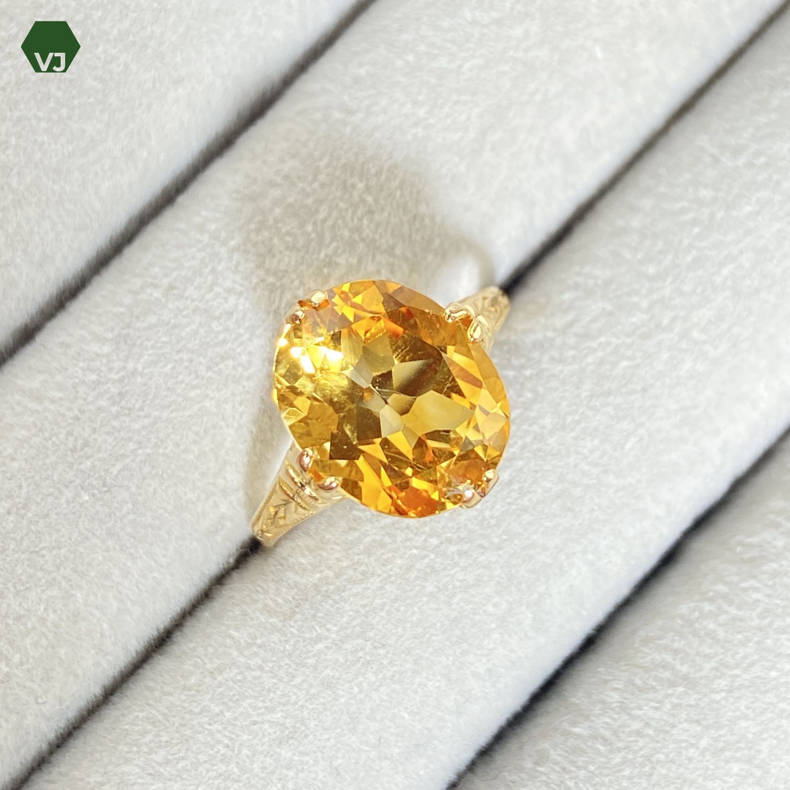 17-40】【Vintage】シトリン リング 3.32ct【中古】【K18YG/750】【10 