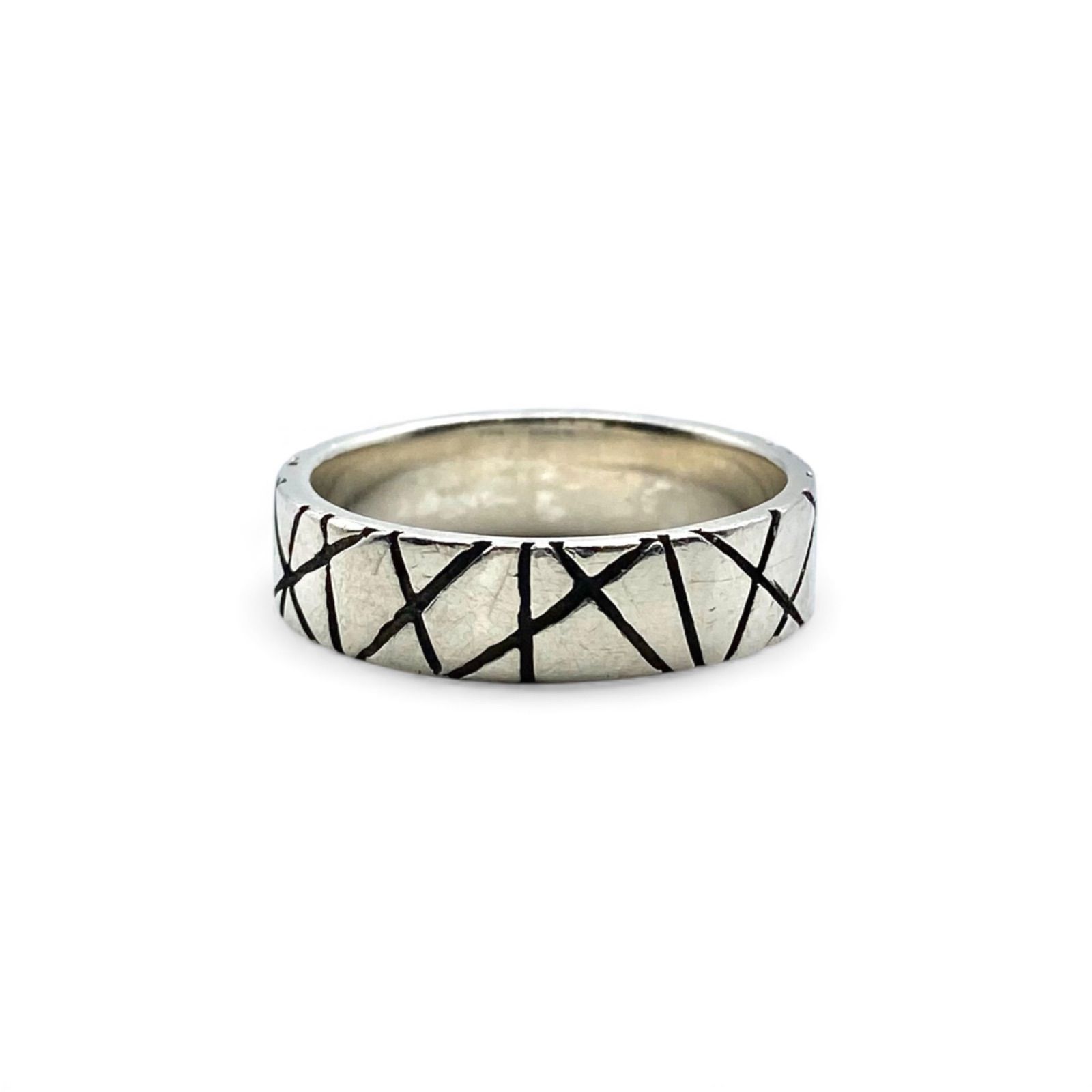 ランダムに走る線】アートピース Silver 1000 刻印 00s Vintage Ring 