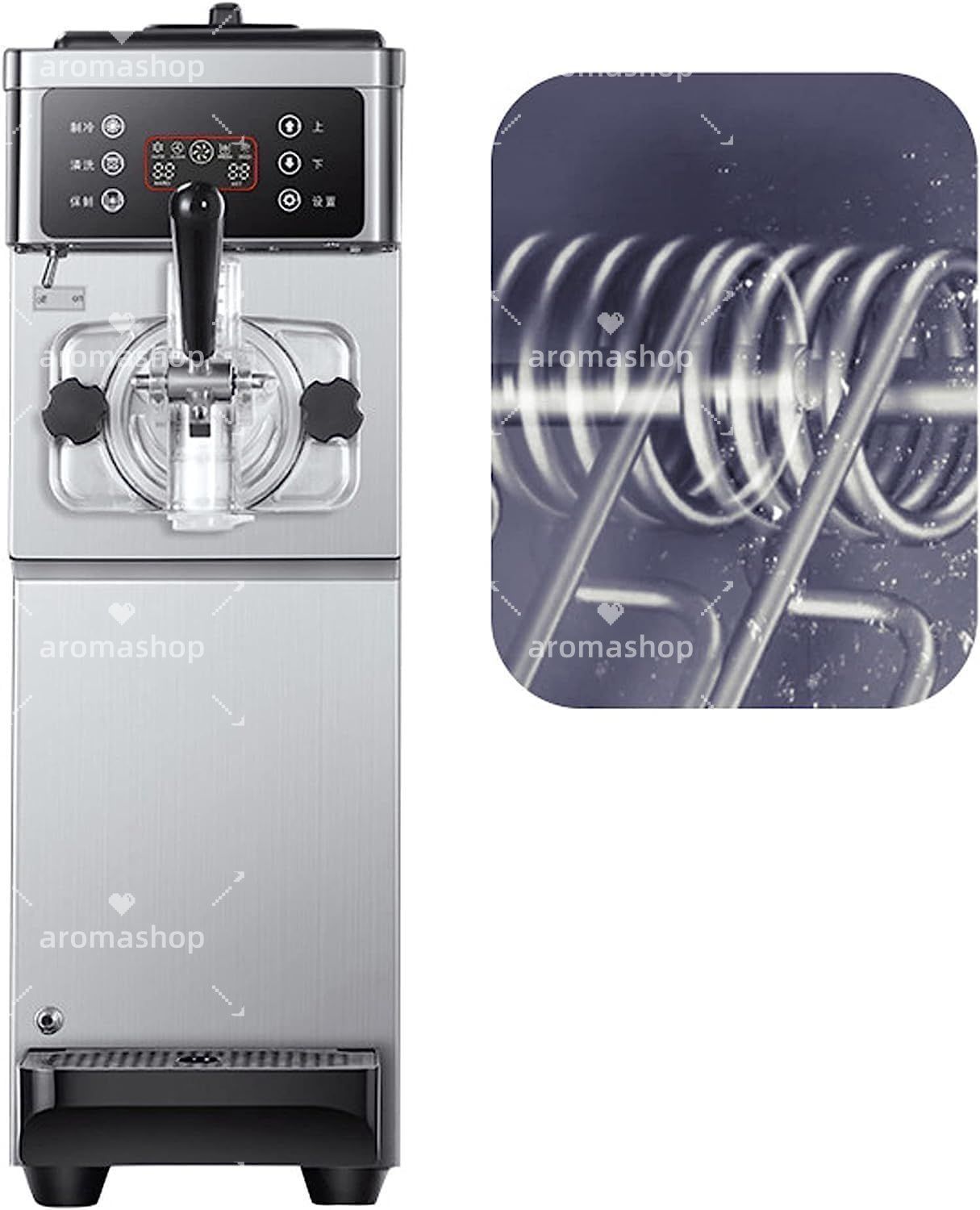 業務用アイスクリームマシン 12-16L Hステンレススチールアイスクリームメーカー LEDディスプレイ自動洗浄付き1200Wソフトク